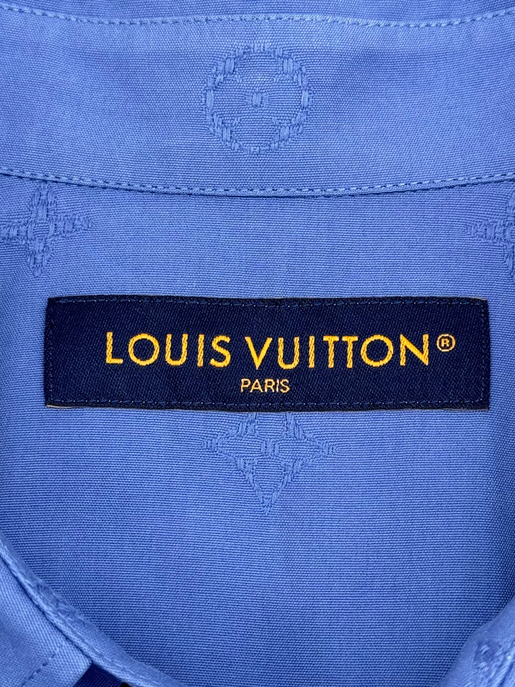 Louis Vuitton FW26 Blue Monogram Embroidered Long Sleeve Shirt