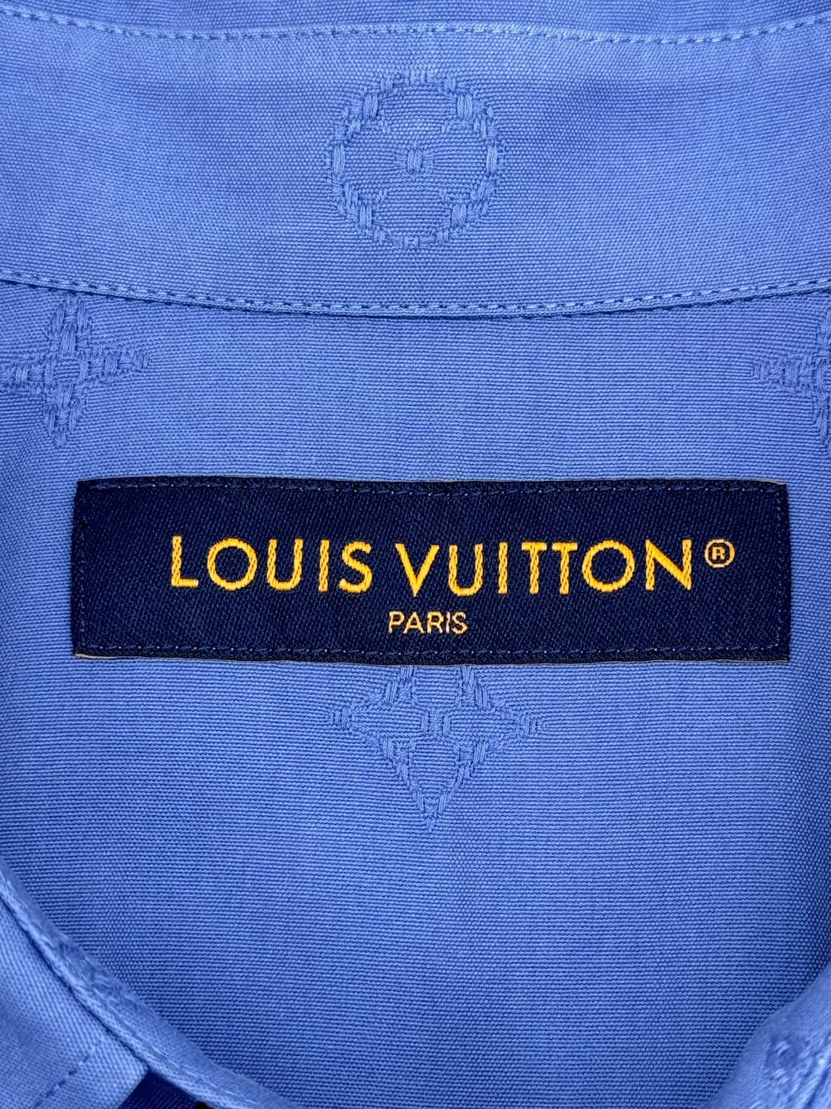 Louis Vuitton FW26 Blue Monogram Embroidered Long Sleeve Shirt