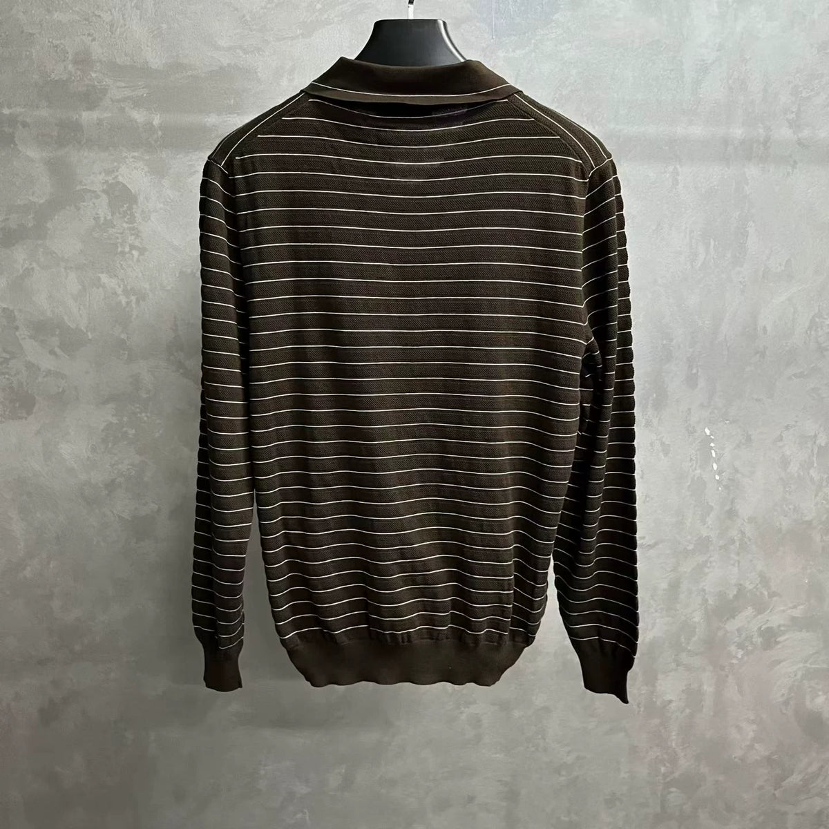 Miu Miu V Neck Striped Rib Cotton Sweater