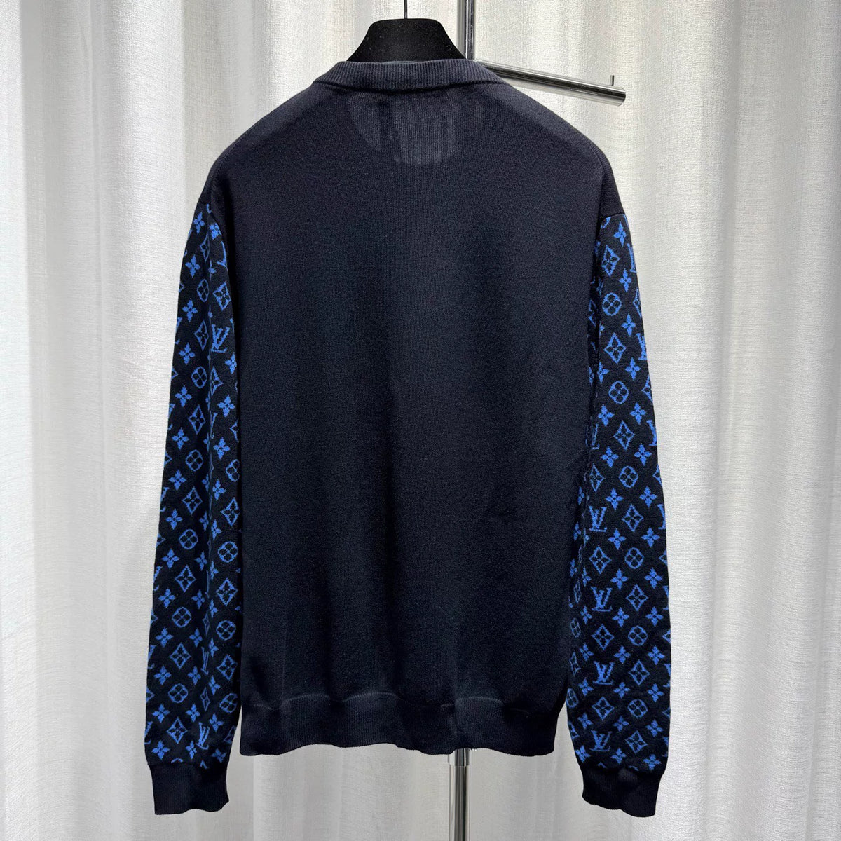 Louis Vuitton Navy Blue Logo Cuff Sheep Wool Goat Cashmere Sweater