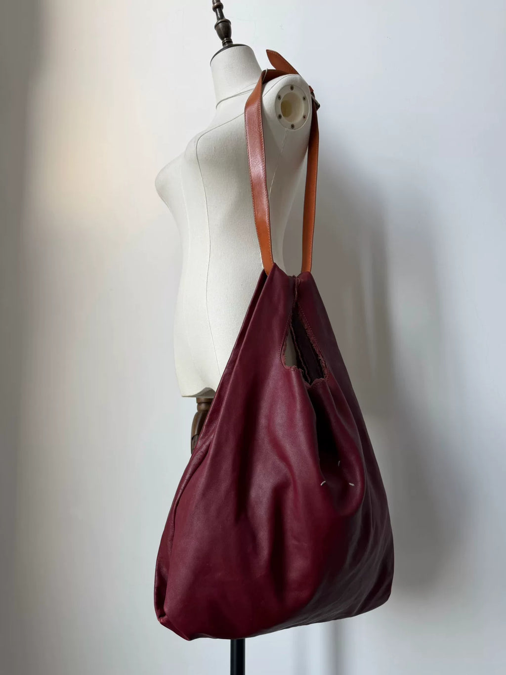 Rare 2015 Maison Martin Margiela deconstructed burgundy monk tote bag