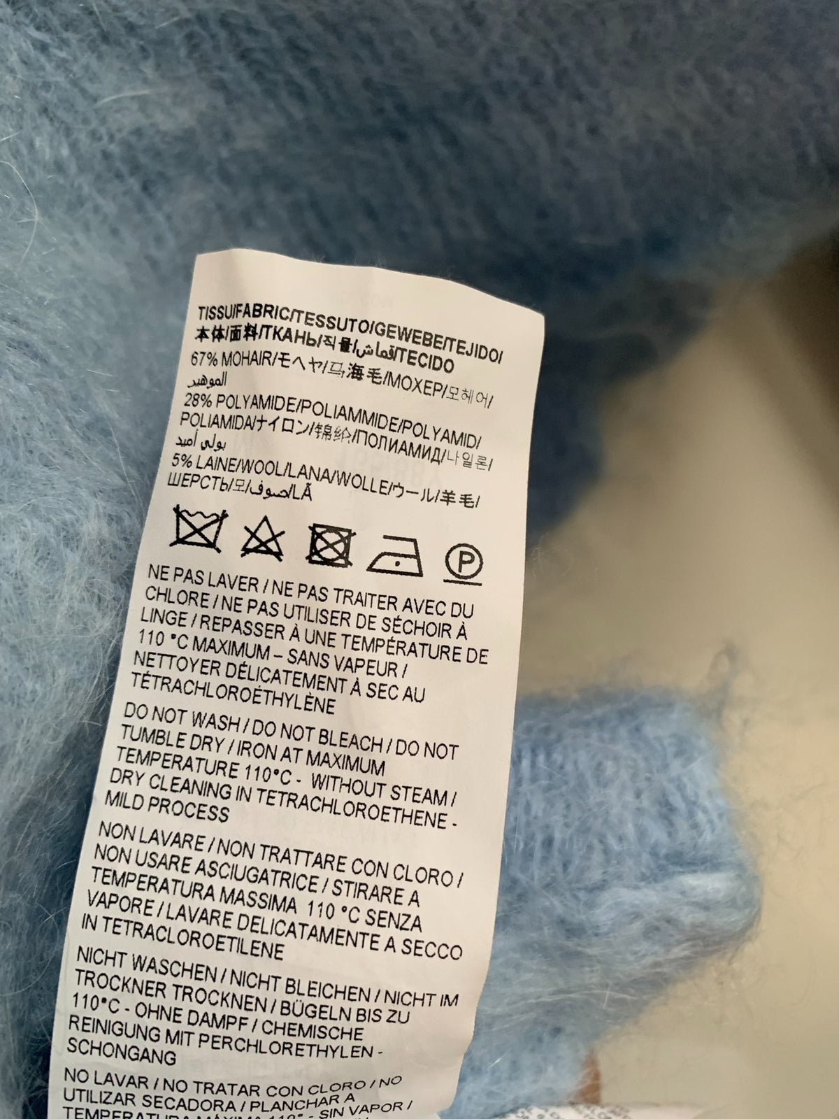 Saint Laurent Light Blue Mohair Cropped Sweater