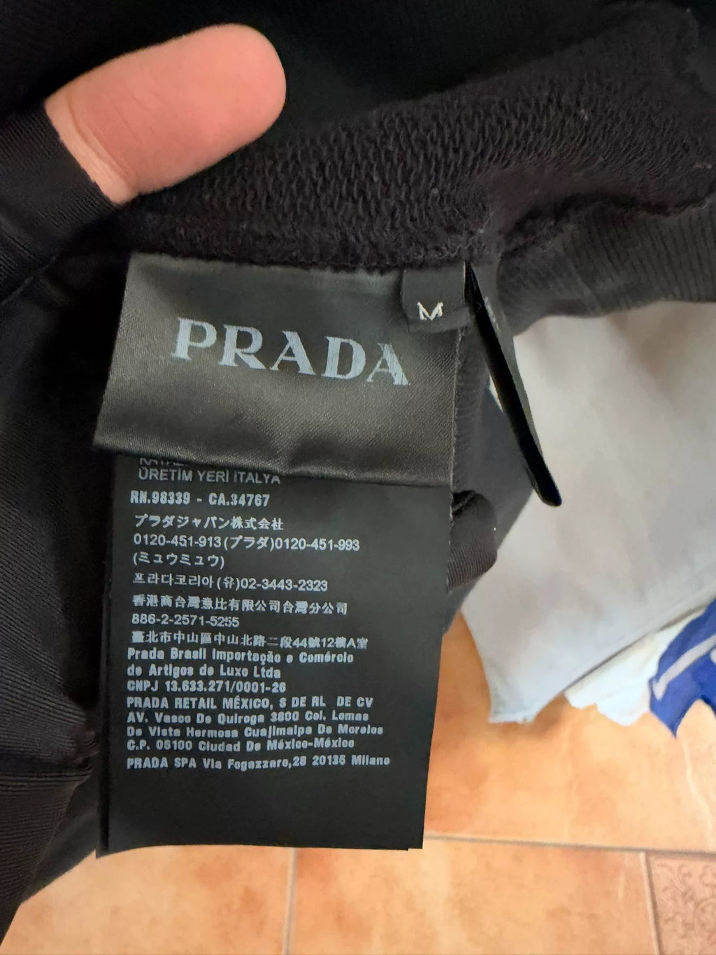 Prada Black Letter Print Hooded Sweatshirt