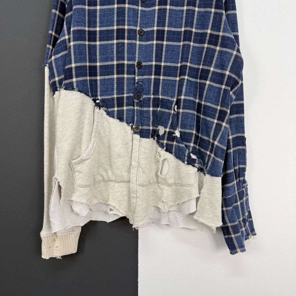 Greg Lauren GL Patchwork Distressed Long-Sleeve Shirt