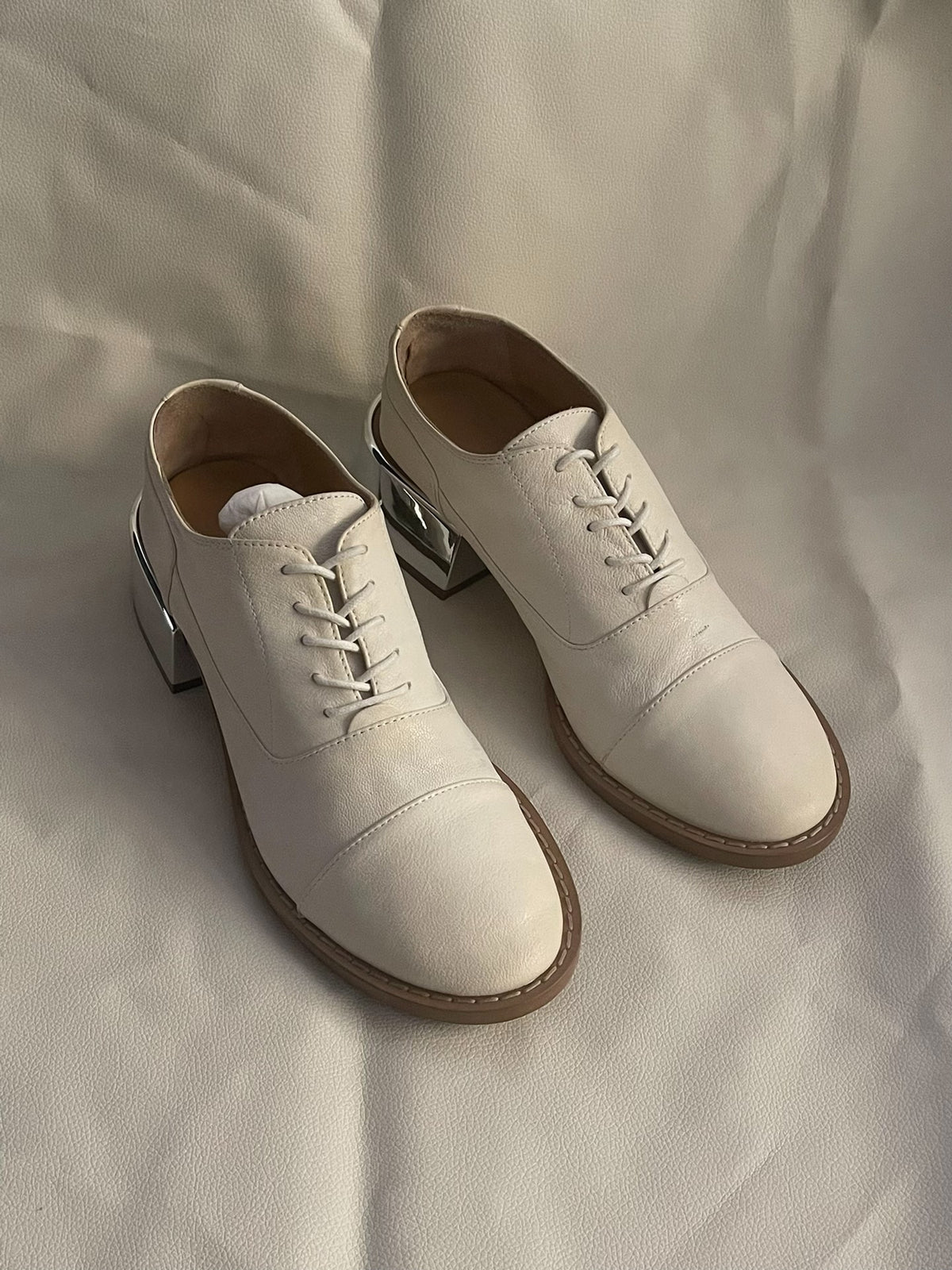 Maison Margiela Milky White Mirror Sole Lambskin Shoes