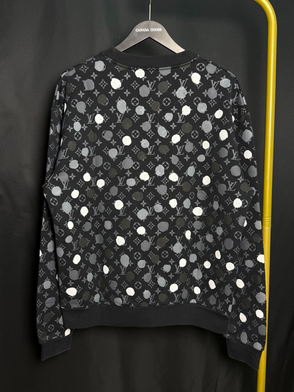 LV X Yayoi Kusama Collaboration Black Polka Dot All-Over Print Sweatshirt