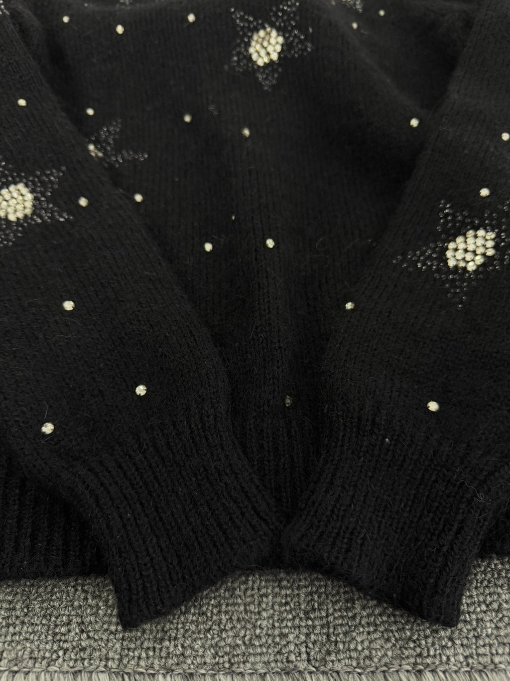 Saint Laurent Slp16fw Black Turtleneck Rhinestone Mohair Fuzzy Sweater