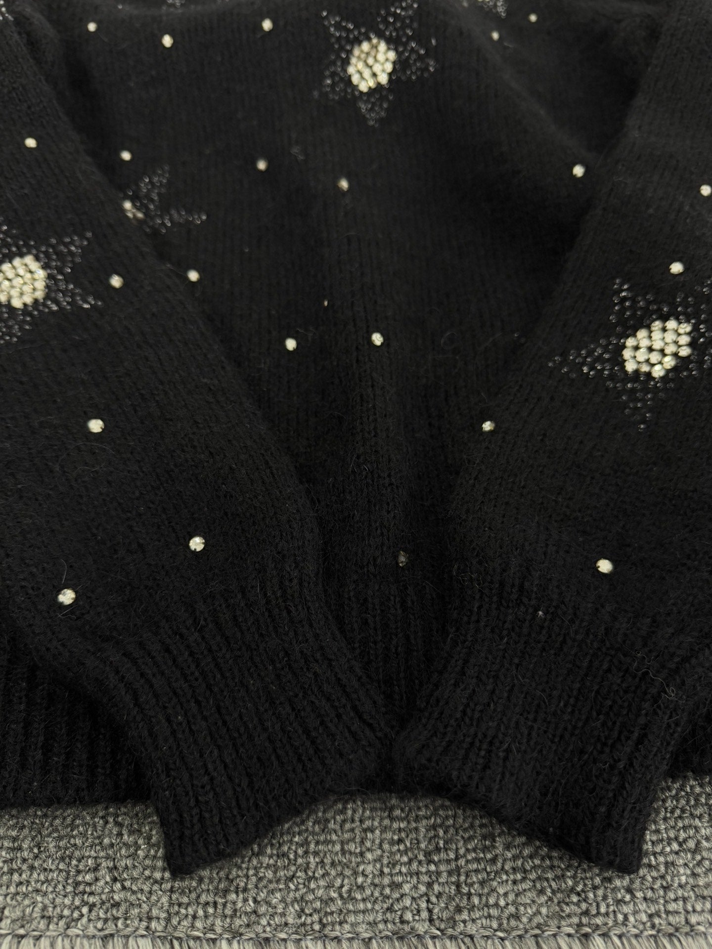 Saint Laurent Slp16fw Black Turtleneck Rhinestone Mohair Fuzzy Sweater