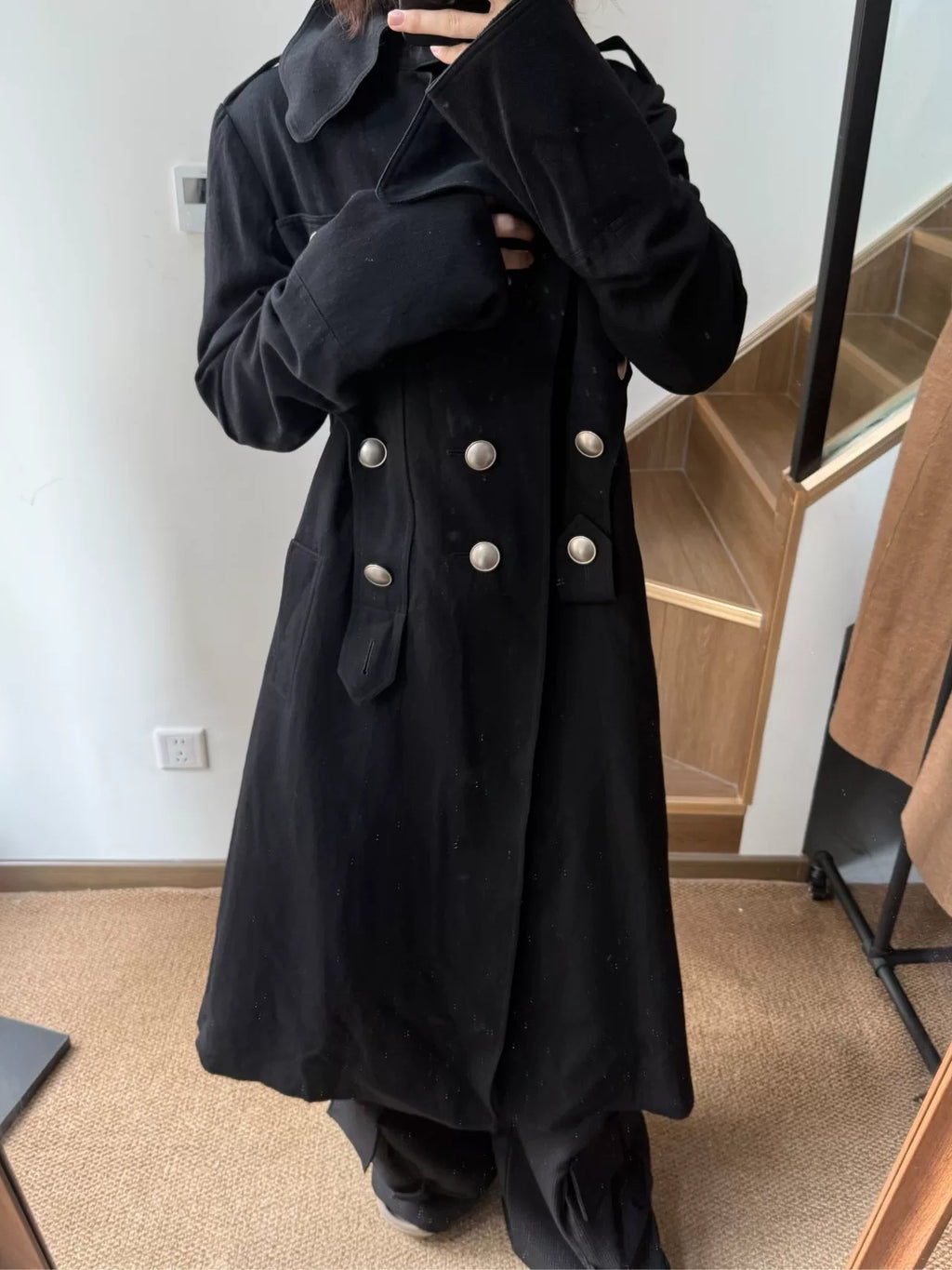 Yohji Yamamoto AW22 Double-Breasted Metal-Button Wool Coat