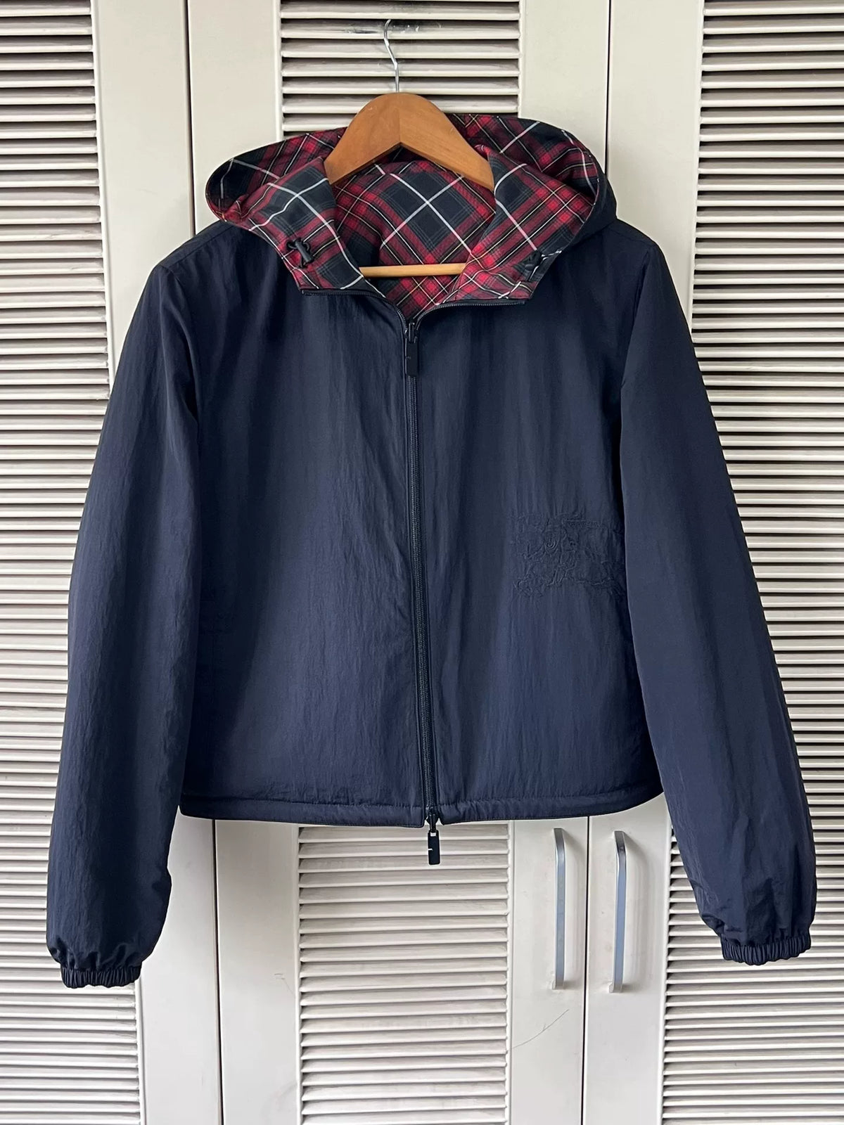 Burberry Reversible Plaid Hooded Jacket