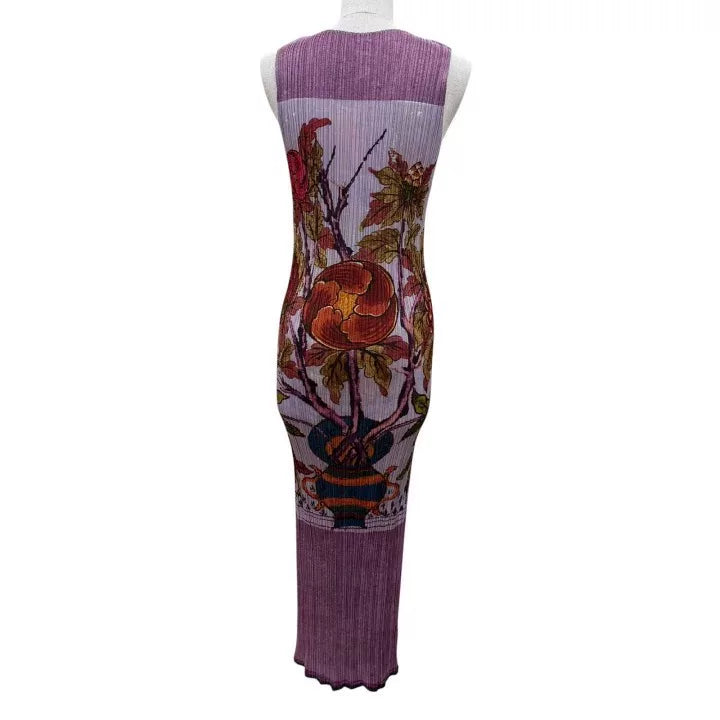 Issey Miyake AW98 Peony Pleated Sleeveless Dress