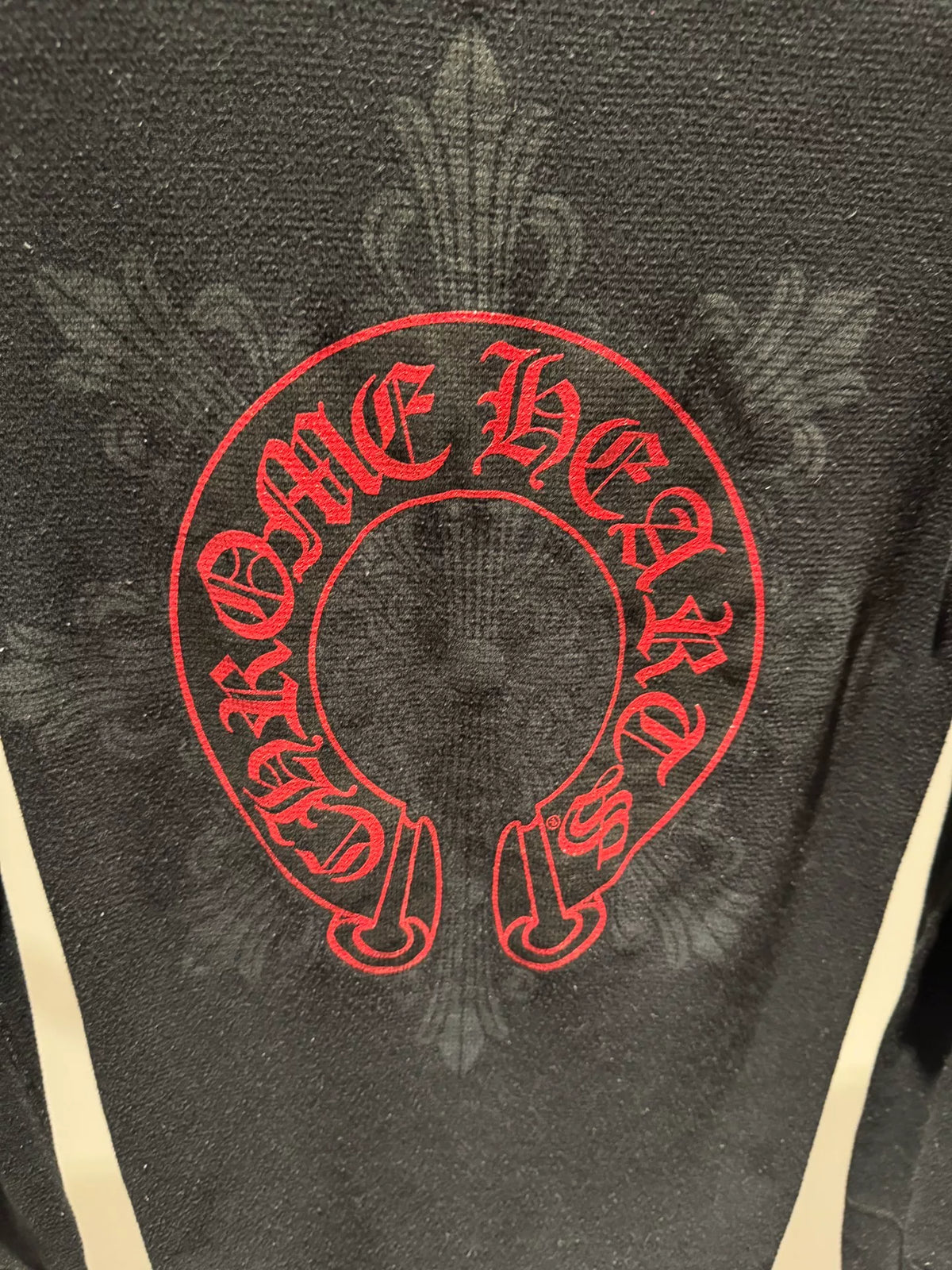 Chrome Hearts Red Horseshoe Cross Floral Waffle Long Sleeve Top