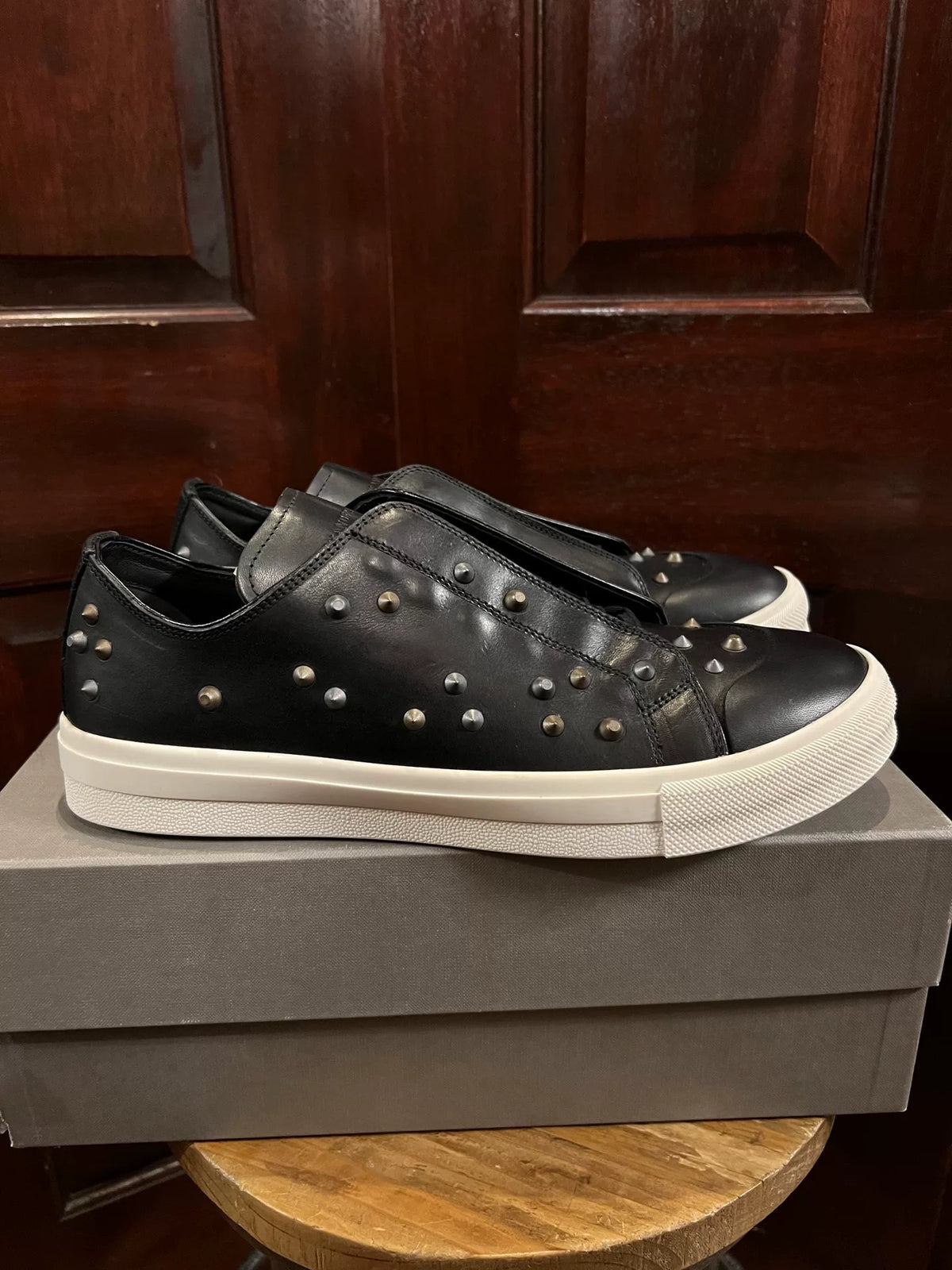 Alexander McQueen FW17 Black Irregular Studded Lambskin Sneakers