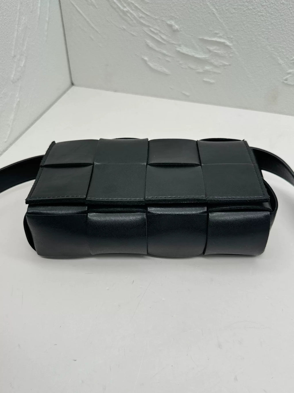 Bottega Veneta Black Lambskin Woven Belt Bag