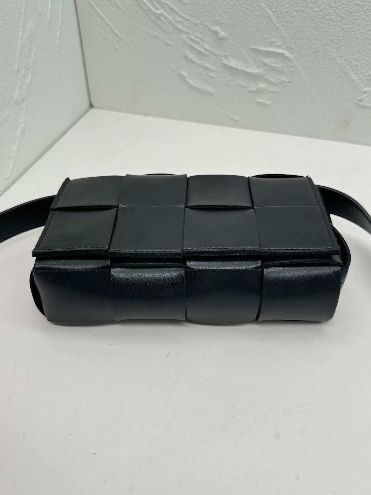 Bottega Veneta Black Lambskin Woven Belt Bag