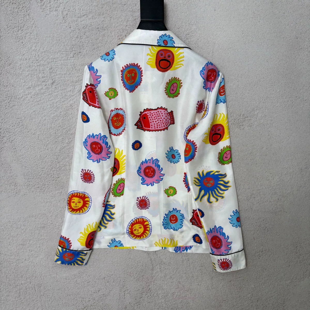 Louis Vuitton LV Yayoi Kusama collaboration white mulberry silk cartoon pattern casual long-sleeve shirt