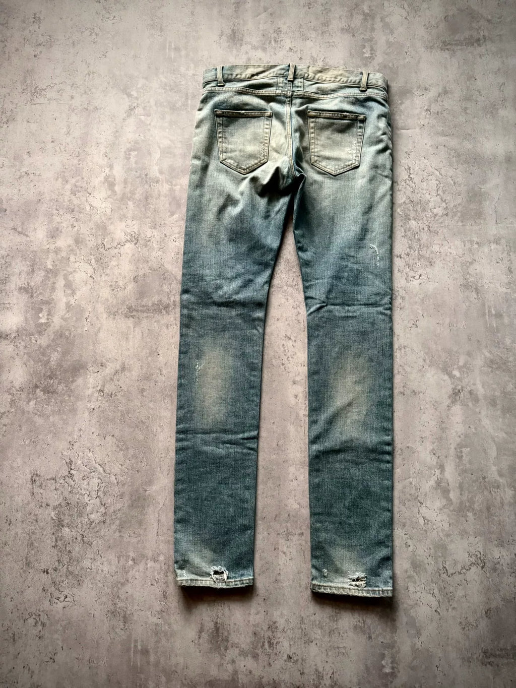 Saint Laurent Paris 16AW D02 Light Wash Distressed Ripped Denim Blue Jeans by Hedi Slimane