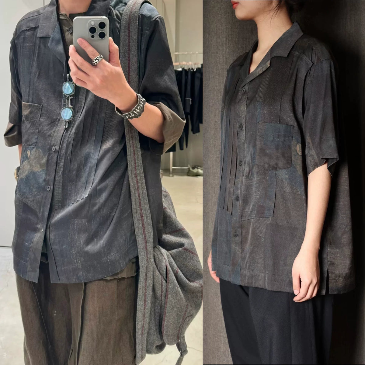 Ziggy Chen SS24 Vintage Book Ji Tan Silk Short Sleeve Shirt