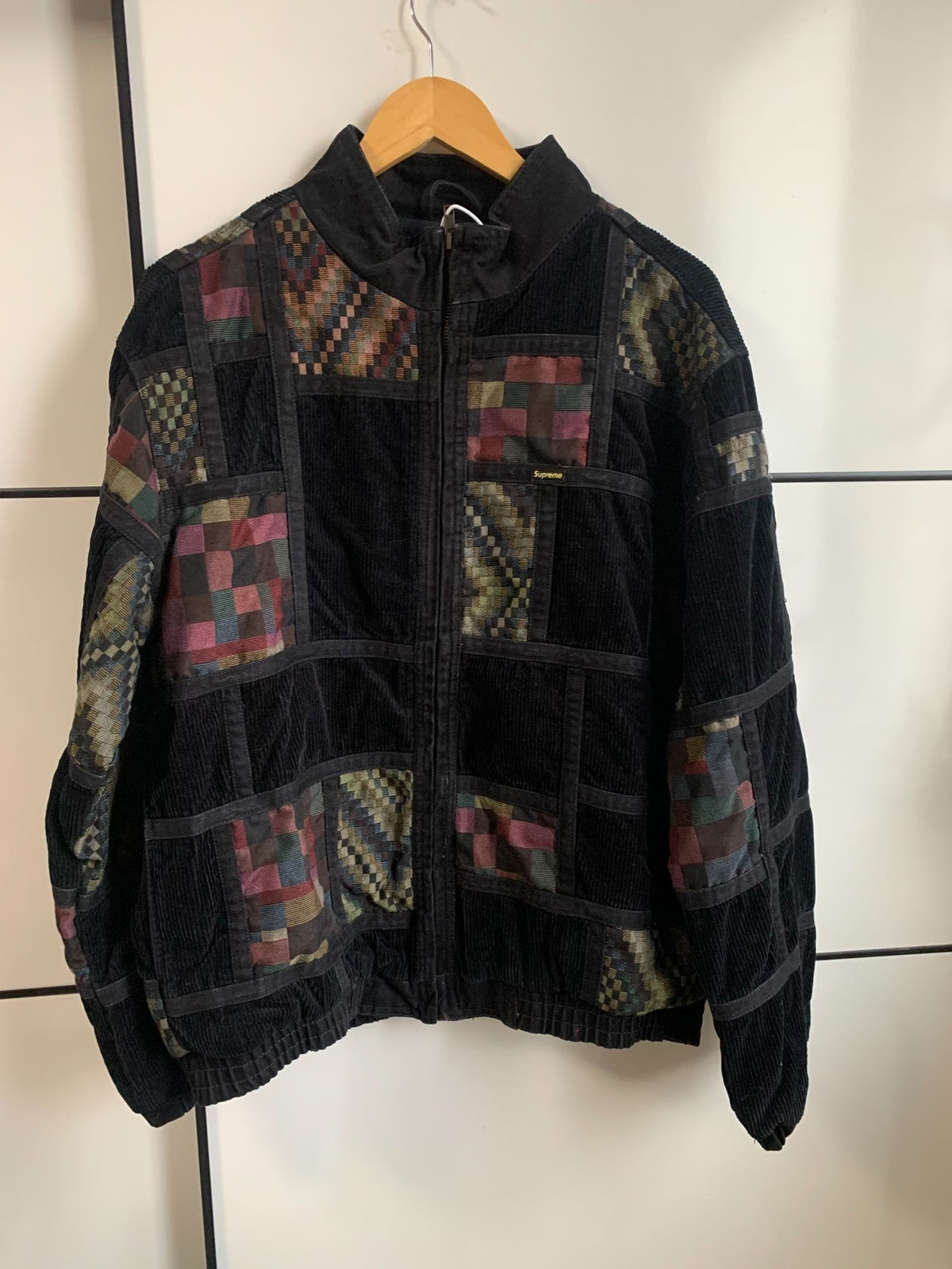 Supreme FW18 Black Washed Corduroy Patchwork Jacket