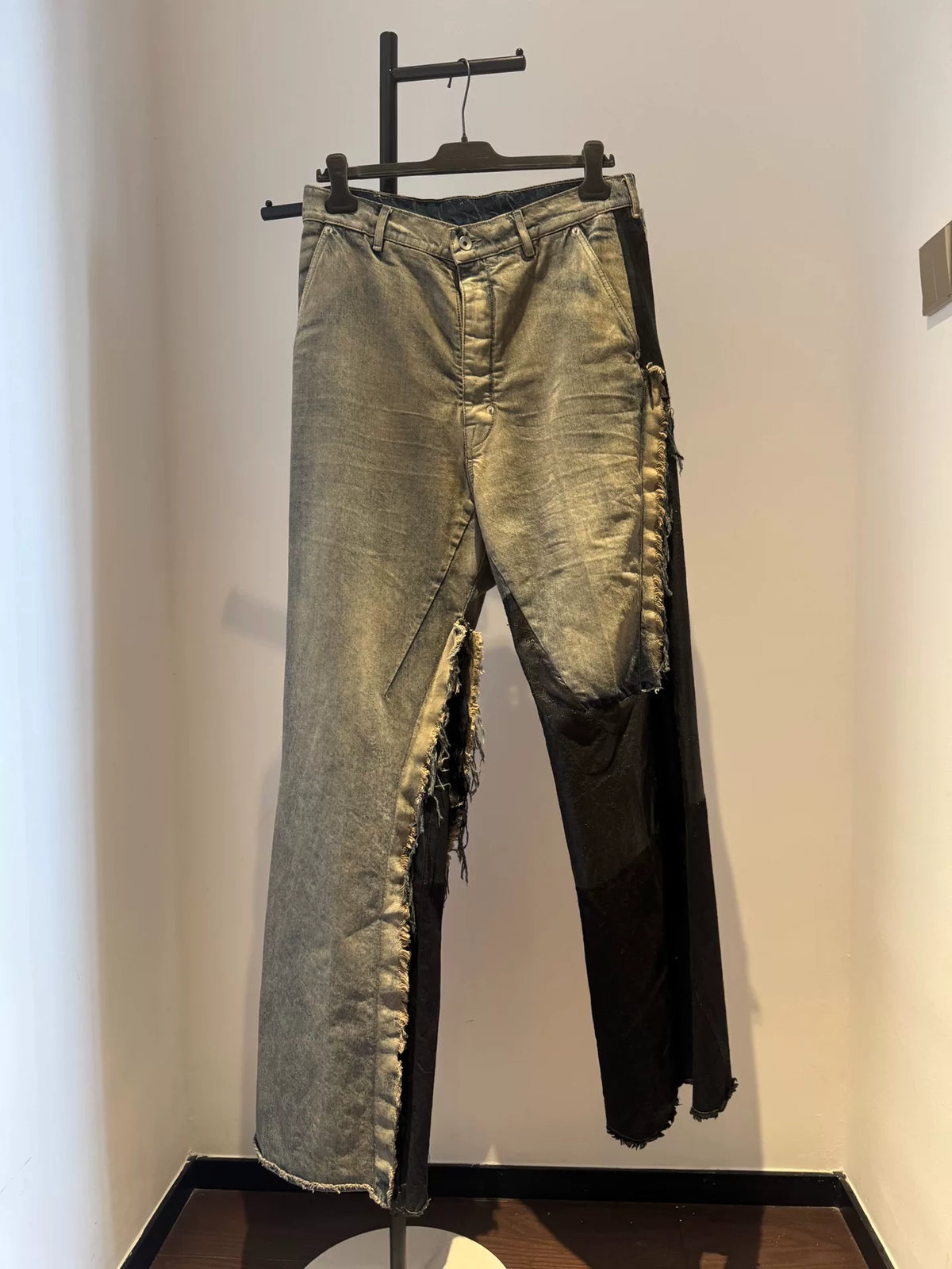 Rick Owens FW25 Runway Patched Distressed Denim Jeans