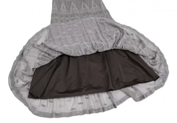 Issey Miyake Vintage Grey Pattern Cut-Out Pleated Skirt
