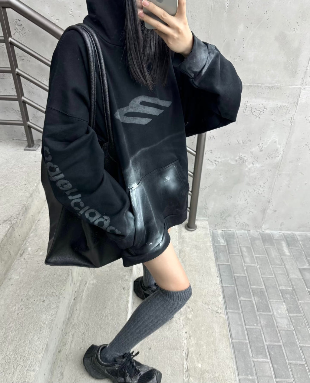 Balenciaga Hooded 3b Paint-Splatter Hoodie