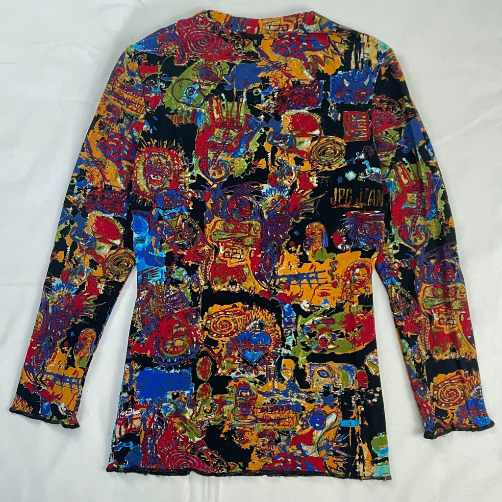 2000 Spring/Summer Jean Paul Gaultier Basquiat Print Stretch Long-Sleeve T-Shirt