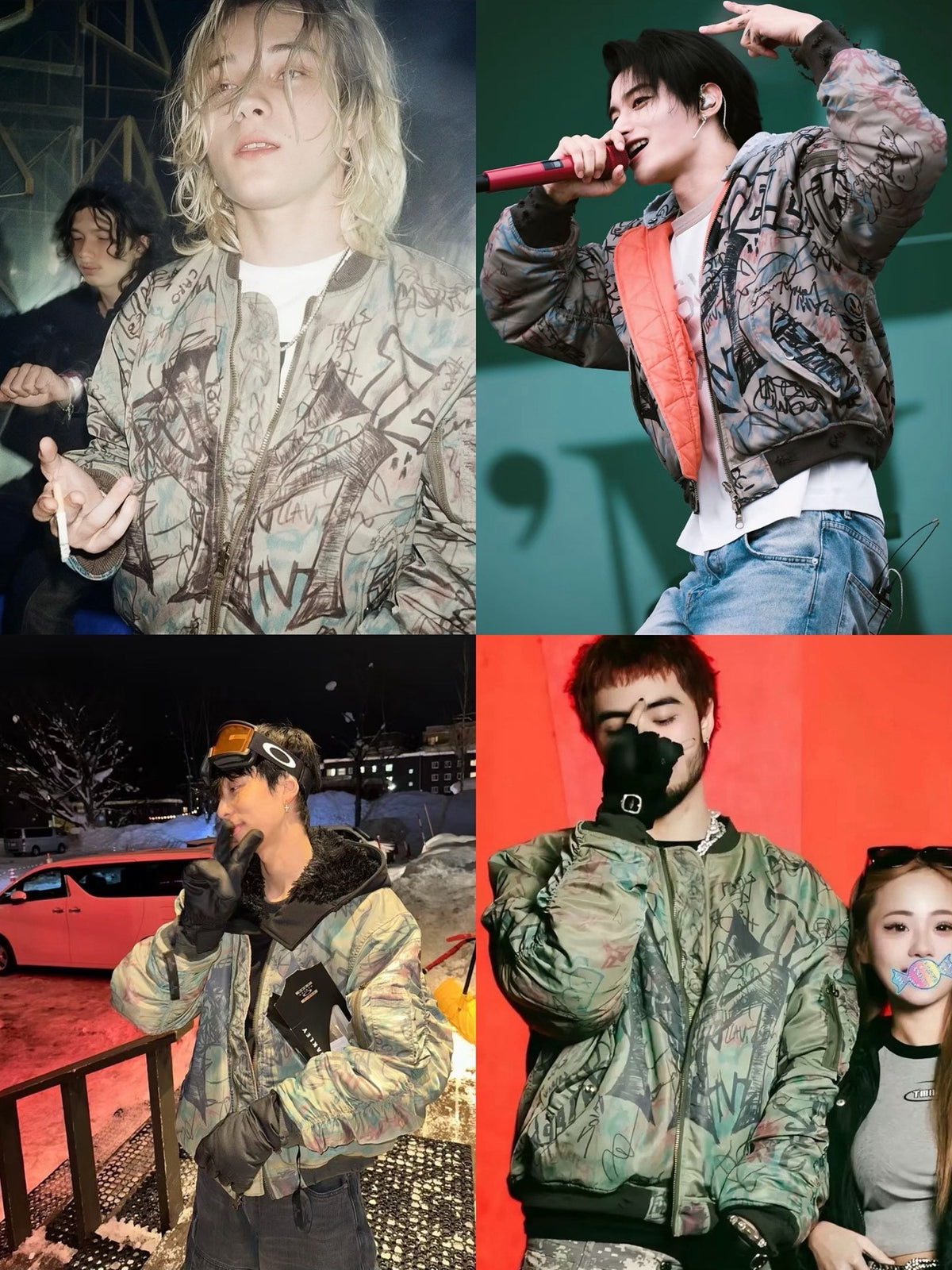 Mowalola 25FW Graffiti bomber removable hooded jacket