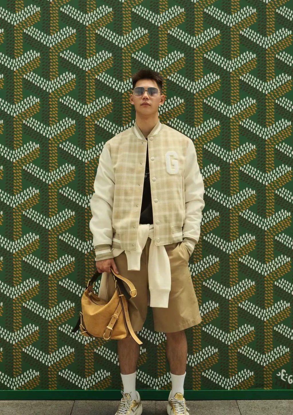 Givenchy Plaid Varsity Leather Wool Jacket