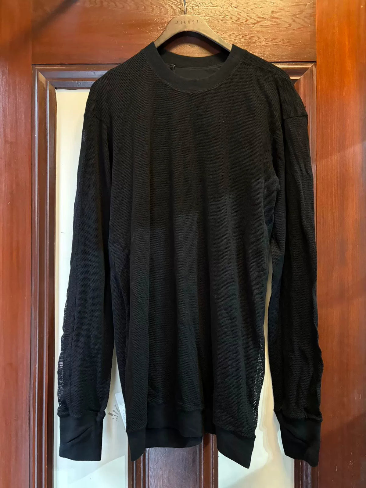 11byBBS Black Mesh Print Cotton Hooded Sweatshirt