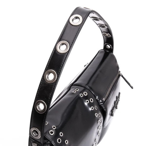 Jean Paul Gaultier Black leather rivet‑decorated under‑arm bag