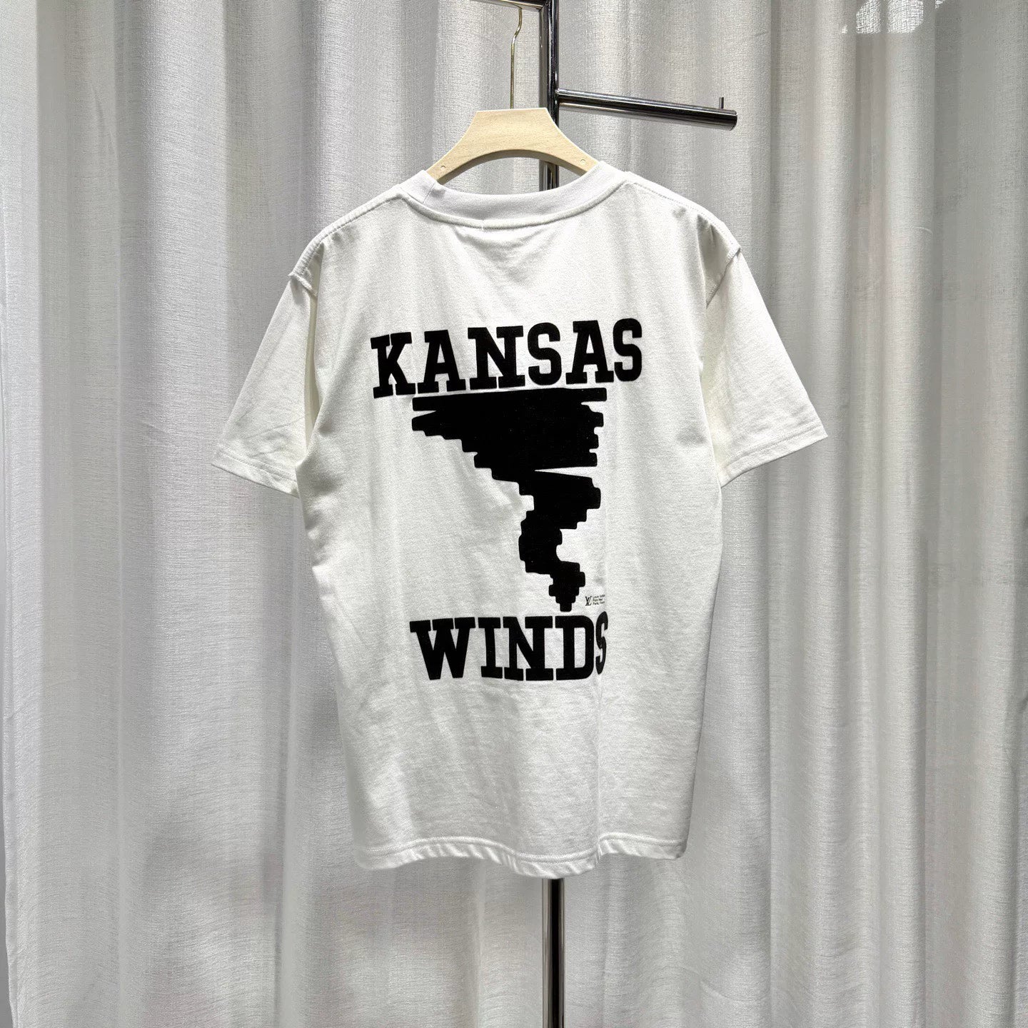 Louis Vuitton Tornado Flock Logo Cotton White Short Sleeve T-Shirt