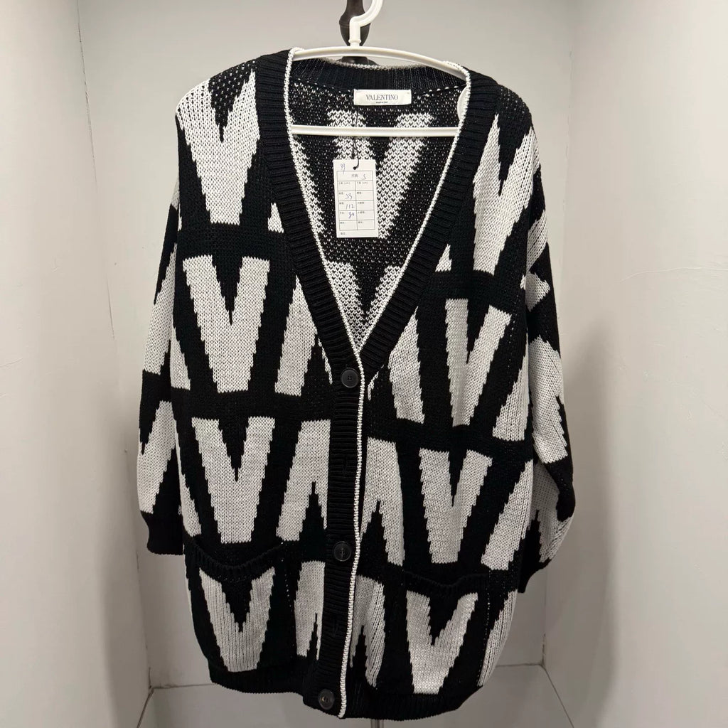 Valentino V-Neck All-Over Print Cardigan