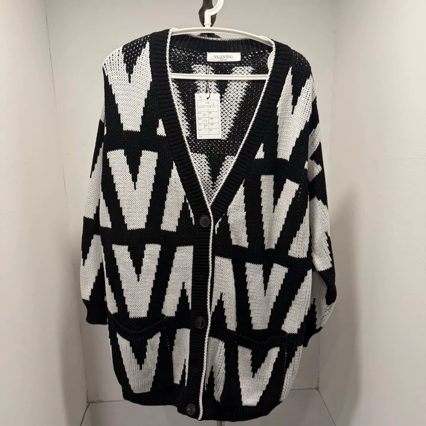 Valentino V-Neck All-Over Print Cardigan