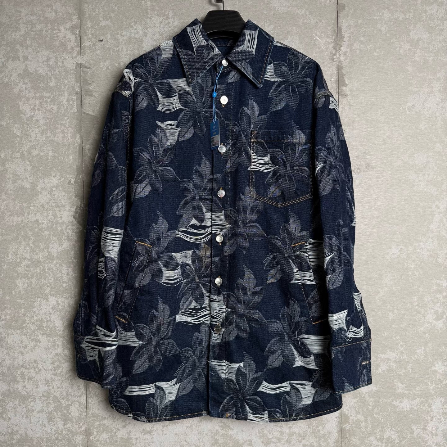 Gucci Floral Embroidered Denim Shirt