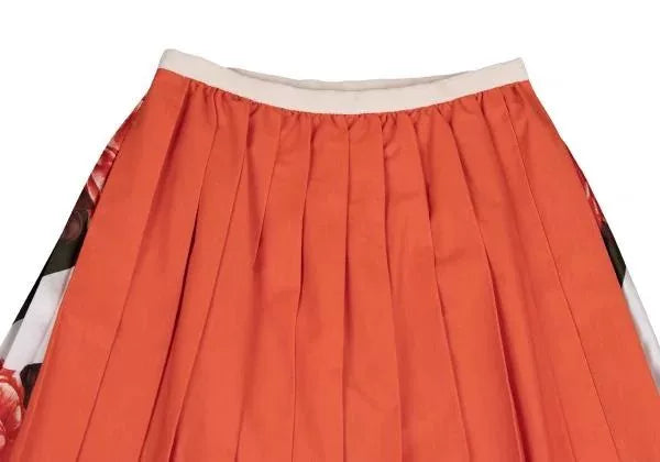 COMME des GARCONS Vintage Red Floral Pleated Skirt