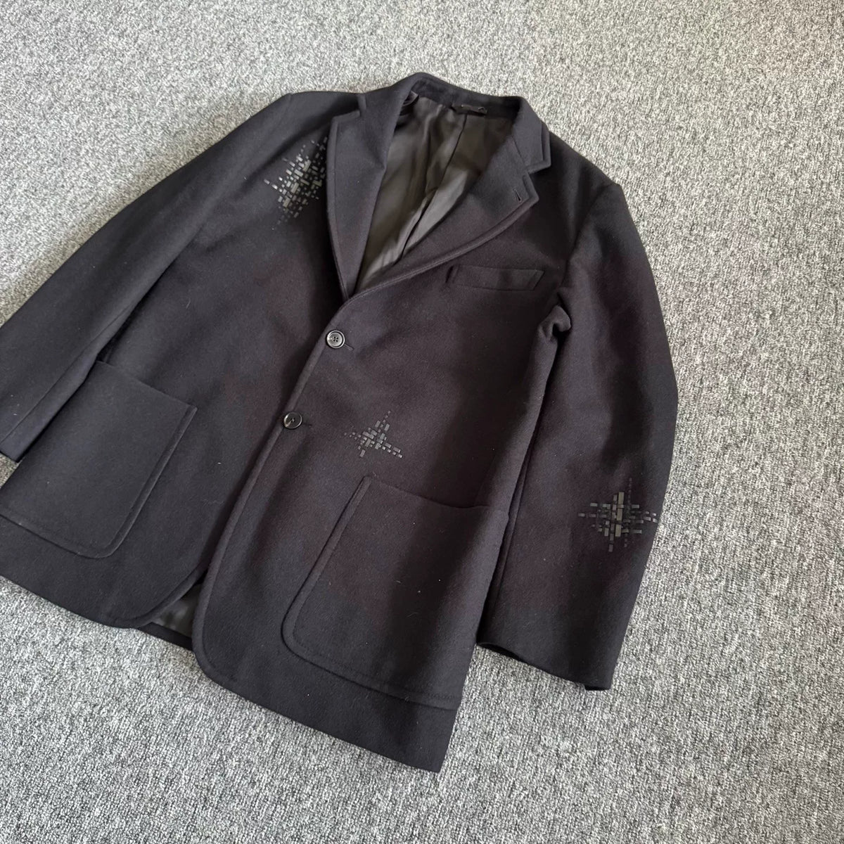 Hermes Pieced Leather Cashmere Coat