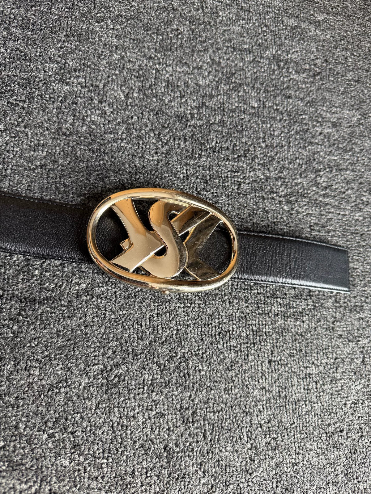 AW2003 Yves Saint Laurent Silver Buckle Leather Belt