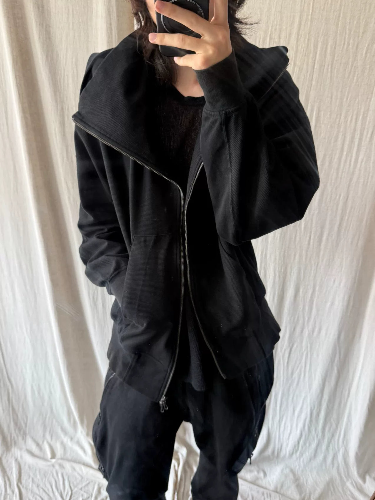 Julius FW22 Dark Vanguard Back Print Hooded Zip-Up Jacket