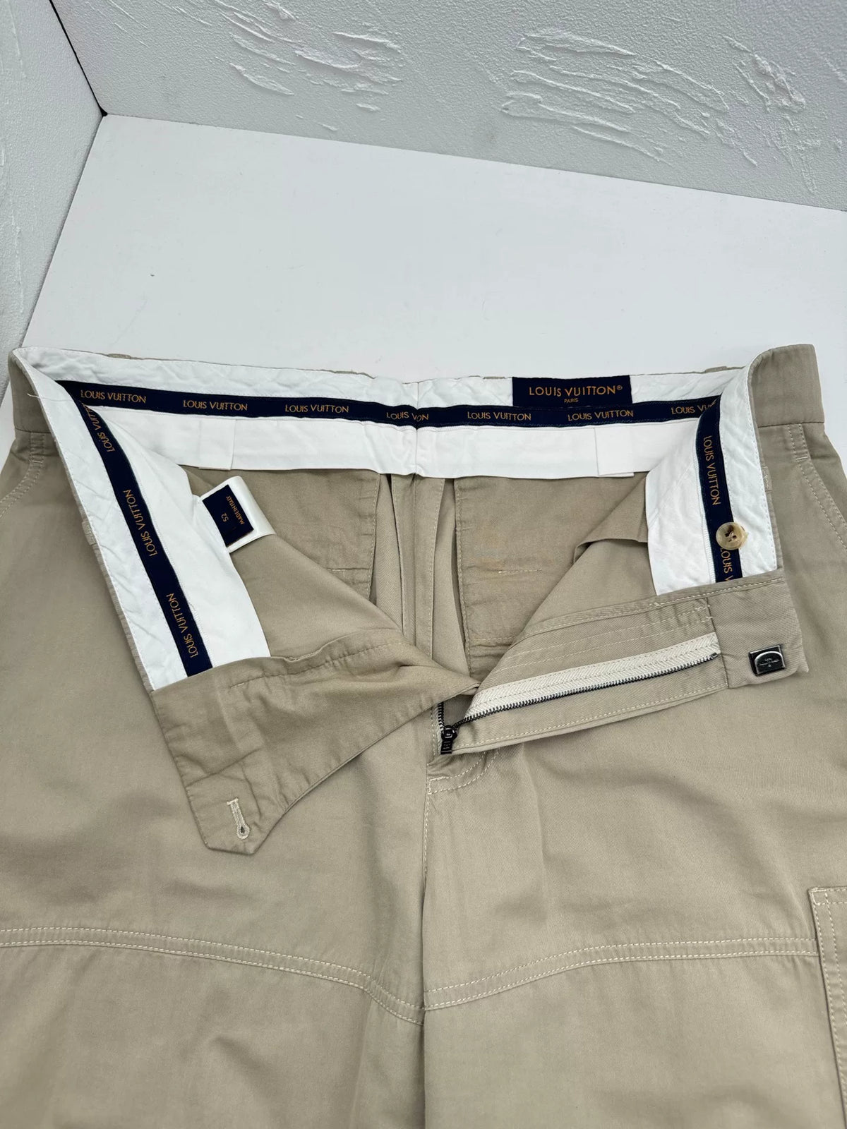 Louis Vuitton SS26 Khaki Monogram Embossed Rivet Cargo Pants