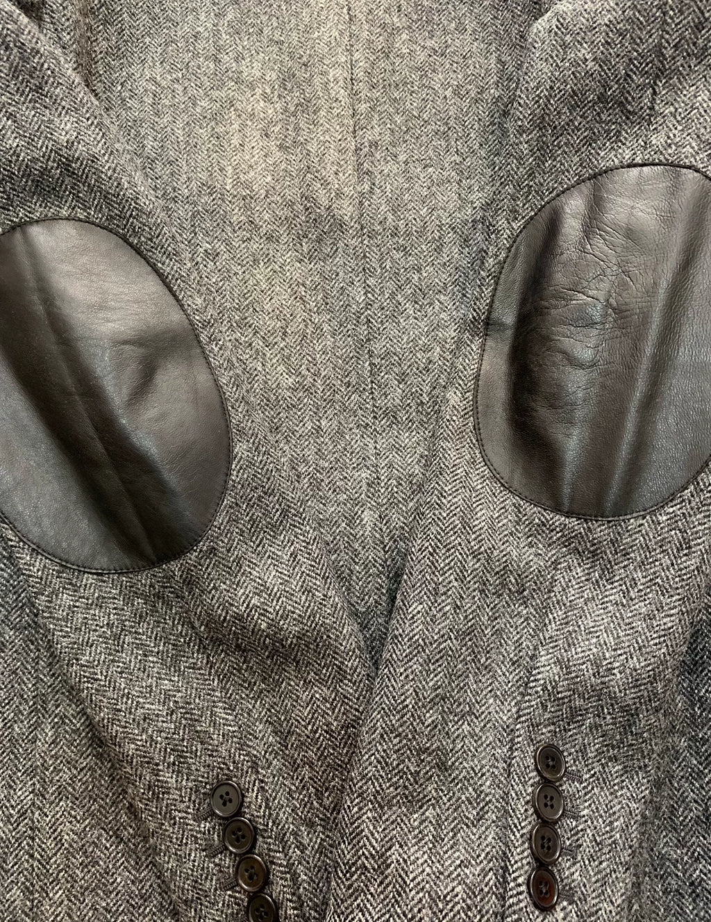 Saint Laurent FW14 Grey Herringbone Lambskin Elbow Patch Blazer