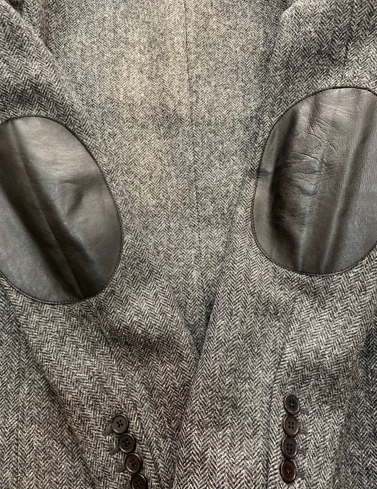Saint Laurent FW14 Grey Herringbone Lambskin Elbow Patch Blazer