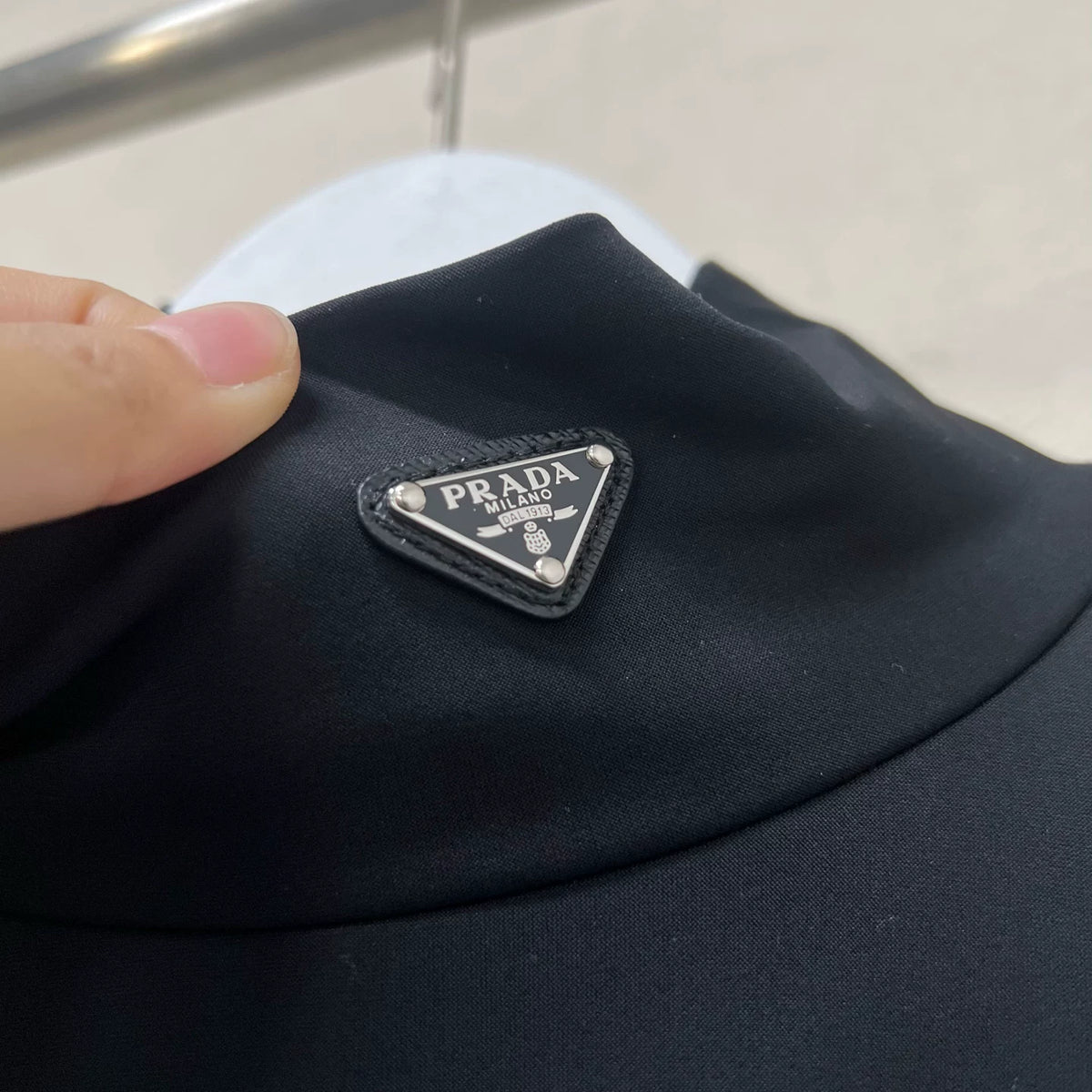 Prada Triangle Logo Turtleneck Long-Sleeve Top