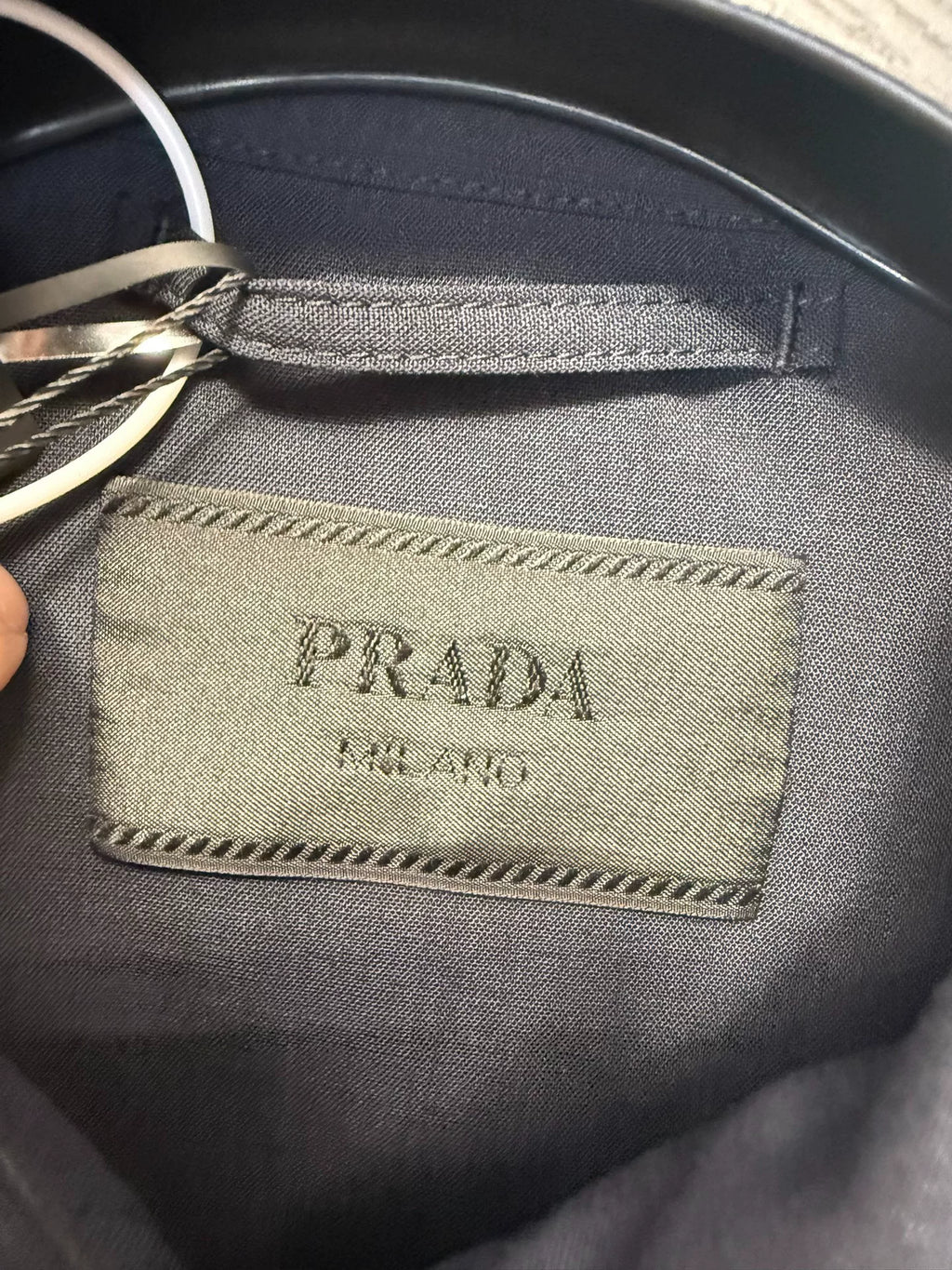 Prada FW25 Blue Wool Logo Collared Jacket