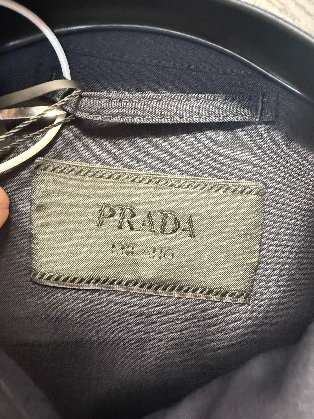 Prada FW25 Blue Wool Logo Collared Jacket