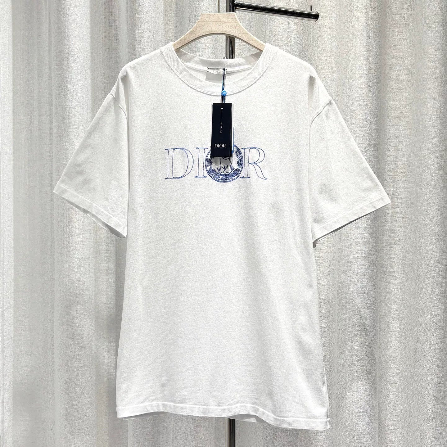 Dior SS25 X Hylton Nel Embroidered Logo Cotton White Short Sleeve T-Shirt