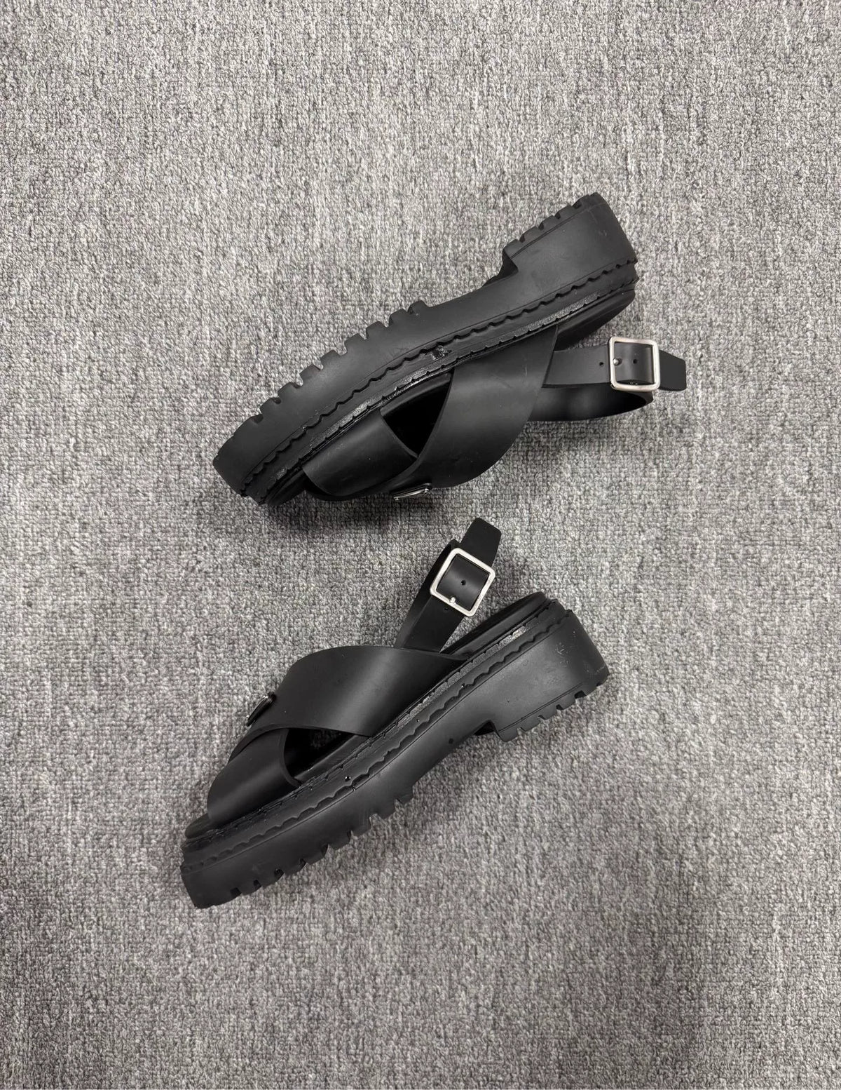 Prada Triangle Logo Cross-Strap Sandals