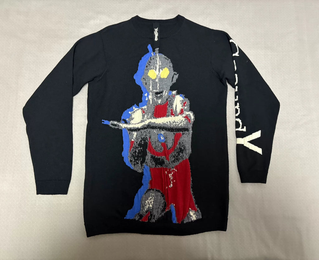 Yohji Yamamoto Groundy Knit Embroidered Pleated Sweater