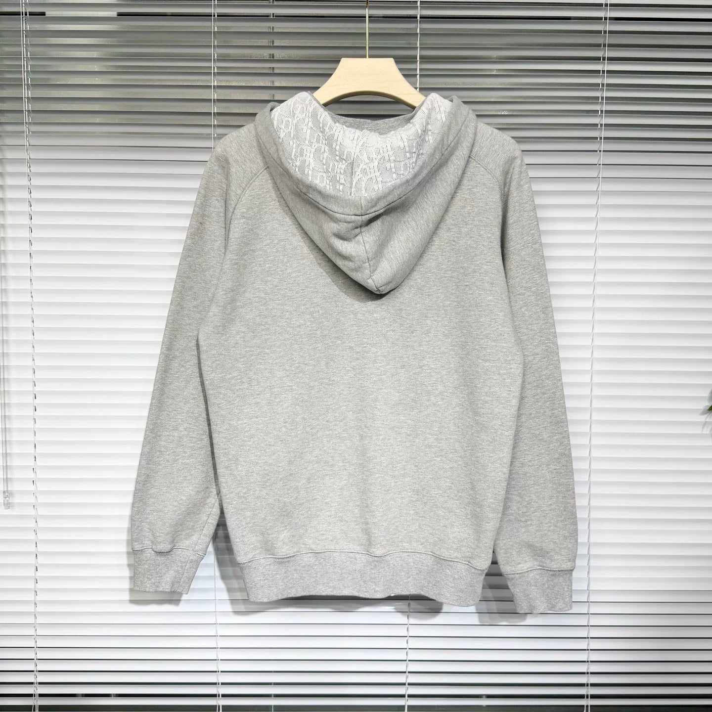 Dior Hooded Hoodie Embroidered Logo Monogram All-Over Print Cotton Gray Hat