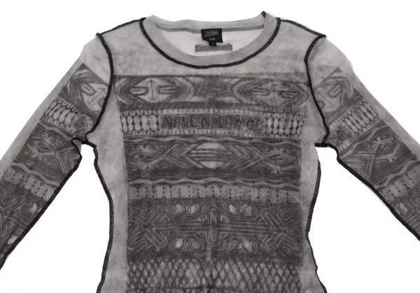 Jean Paul Gaultier Vintage Grey Patterned Mesh Top